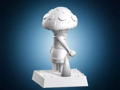 Fantasy Mushroom Warrior Spearman Creature Miniature 3D print model