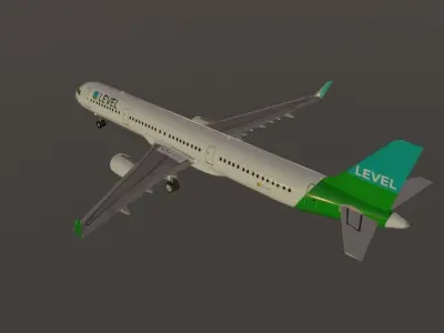 LEVEL airbus a321-211 low poly  Low-poly 3D model