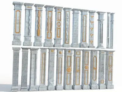 Colone set of marble columns 3D model