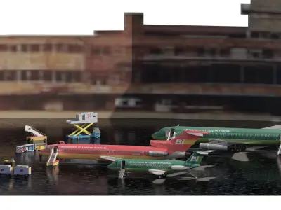  BAC-ONE-11 GREEN  BOEING 727-200  and DC-8-62 3D model