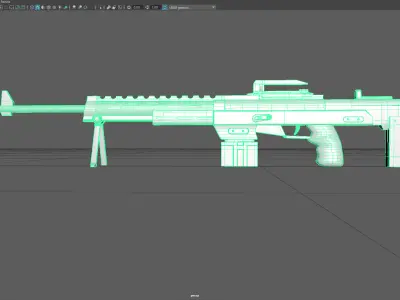 Low Poly Machine Gun Stylized Heavy Weapon 3D Model Low-poly 3D model
