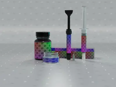 Cosmetic Bottles Syringes Tubs and Tubes 3D model