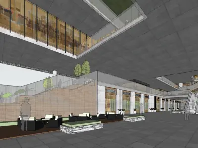 SU model of modern comprehensive commercial office building 3D model