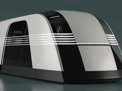 Self-Driving Retrofuturistic Electric Car 3D model