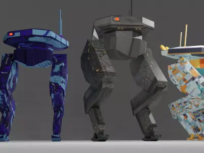 Low-Poly Mech star wars at - at Free low-poly 3D model