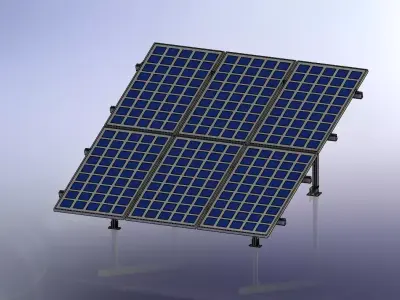 Solar panel mount on support ALL part 3D model