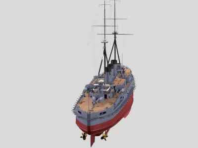 IJN Kawachi Japanese Battleship 3d model 3D model
