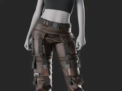 Girls Outfit 80 - Marvelous Designer 3D model