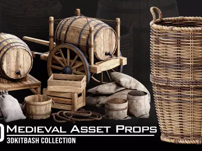 Medieval Asset Props Low-poly 3D model