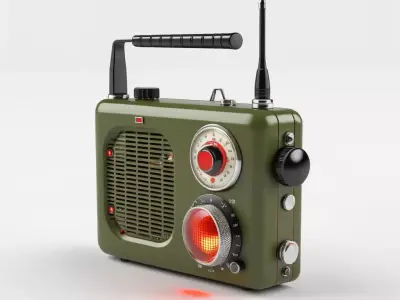 Retro Portable Military Radio 3D model