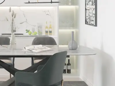 dining and chair table Modern 3D model