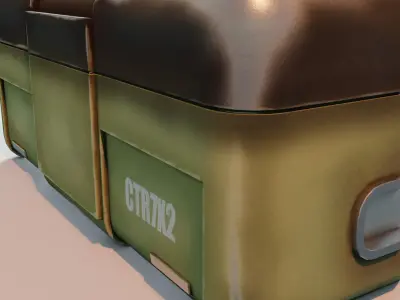 Sci fi military armoured low poly metal box hard case Low-poly 3D model