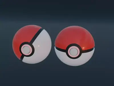 Pokemon ball Low-poly 3D model