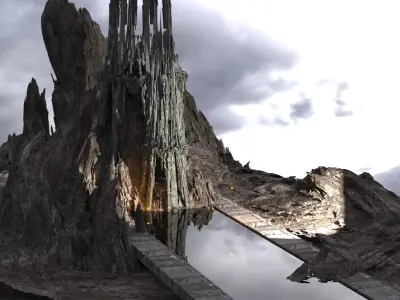 Dark Orthanc Mountain tower 4 3D model