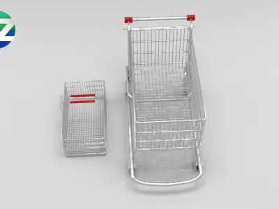 Panier a roulettes Low-poly 3D model