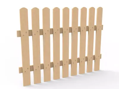 Wooden Fence Low-poly 3D model