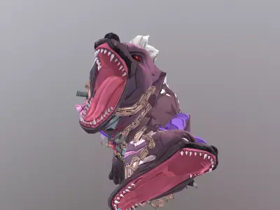 HYBRID Double Head hyena Running back and Forth 3D model