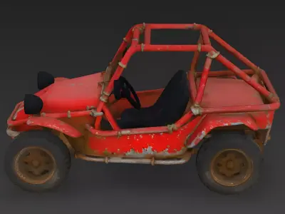 Wasteland-Scrapper Dune Buggy 3D Model Low-poly 3D model