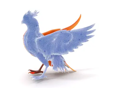 Fiery Phoenix Feather model pack Low-poly 3D model