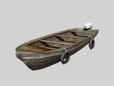 Free Game Ready Wooden Boat Free low-poly 3D model