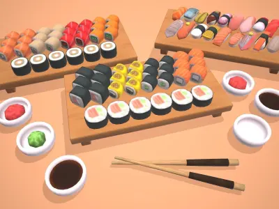 Sushi - Stylized Food Pack Low-poly 3D model