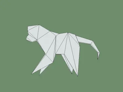 Origami Monkey Low-poly 3D model