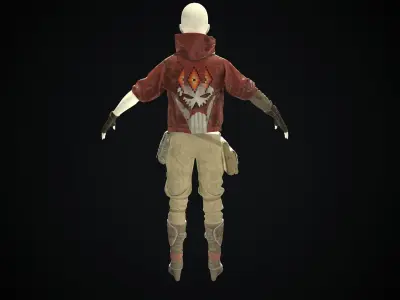 Female set 3 character Low-poly 3D model