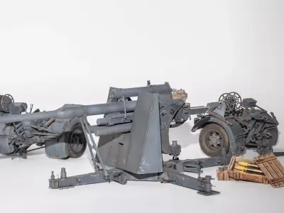 Flak 36 German anti-aircraft gun 3D print model BASIC MODEL 3D print model