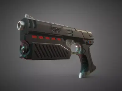 Gun Dredd Low-poly 3D model