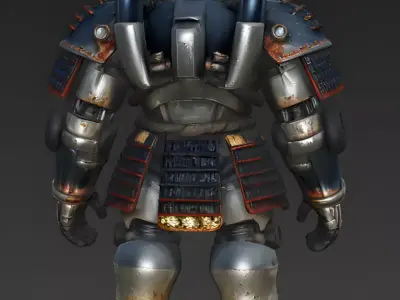 Realistic Future Heavy Samurai Armor Skin 3D Model Low-poly 3D model