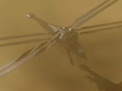 Ornithopter hovercraft in desert Low-poly 3D model