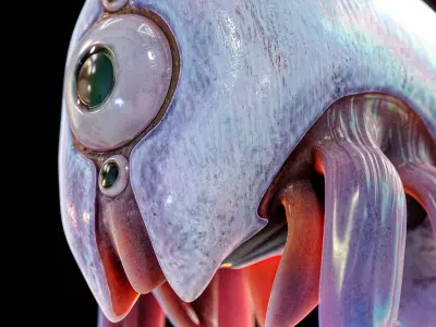 Alien Shrimp Parasite Creature PBR 3D model