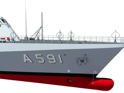 TCG UFUK Turkish Test and Training Ship 3D model