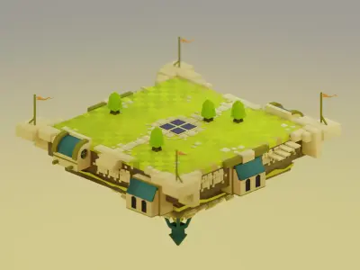 Game scene arena castle model Low-poly 3D model