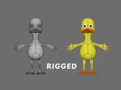 Cute Duck - Rigged and Animated Low-poly 3D model