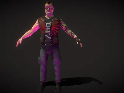 Neo Noir - Hanzo - Punk Futuristic Character Low-poly 3D model