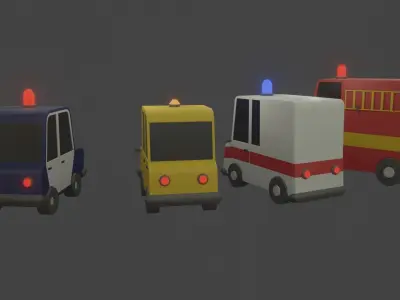 Cars group Free low-poly 3D model