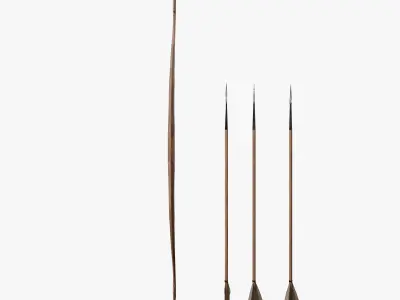 Bow and arrow Low-poly 3D model