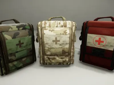 Military medkits Low-poly 3D model