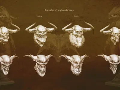 DEMON part one 52 Heads with Blendshapes 3D model
