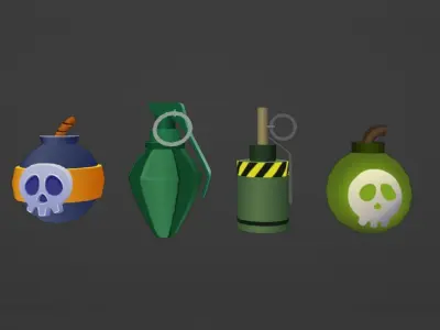 Bombs and Bullets Lowpolly cartoon Low-poly 3D model