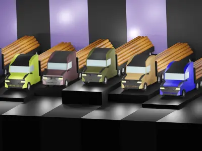 Lowpoly Vehicles - Part 4 - Trucks Low-poly 3D model