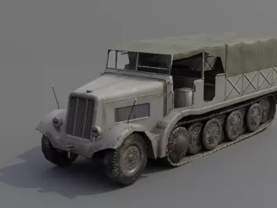 Sd Kfz 9 Famo Heavy Halftrack Low-poly 3D model