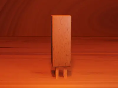Wooden mailbox with silver Chinese scripts on body Low-poly 3D model