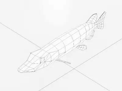 Northern pike fish low poly 3d model  Low-poly 3D model