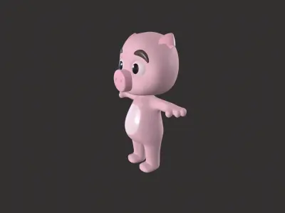 Cartoon 008 Character Pig Cute Low-poly 3D model