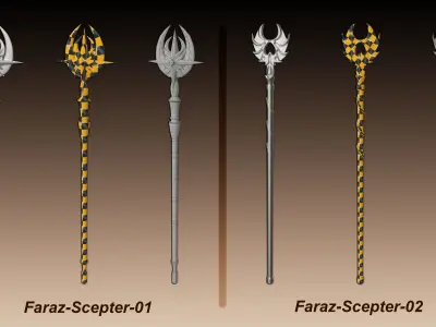 20 King Scepter 3D Model Basemesh Low-poly 3D model
