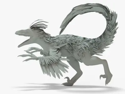 Pyroraptor Rigged Basemesh Low-poly 3D model