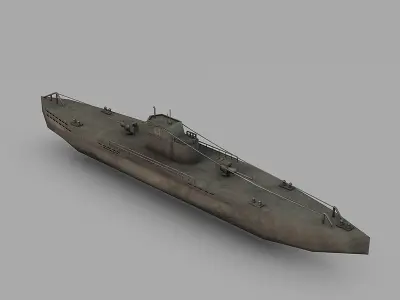 U-boat submarine Low-poly 3D model
