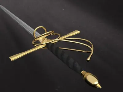 Golden Rapier Low-poly 3D model